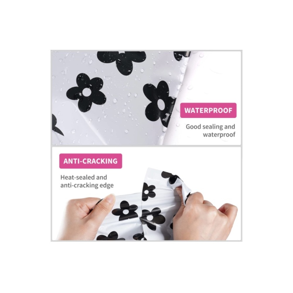 ❣️LAST PK❣️NEW! 20 PACK! 10x13 White Poly Mailers with Black Flowers - Picture 4 of 4